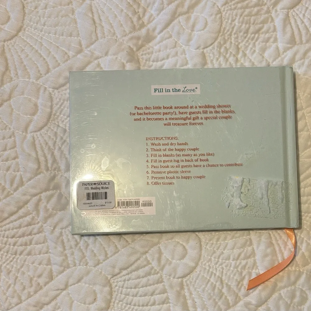 NWT bridal shower wedding shower guest advice book